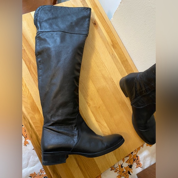 Black Over-the-Knee Women's Leather Boots - Picture 10 of 11